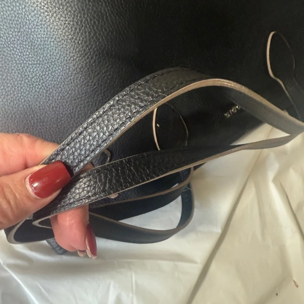 Lodis Black Leather Large Tote Bag w/small Lodis flower bag - Picture 12 of 15